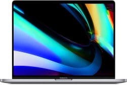 The apple macbook pro is shown on a white background.