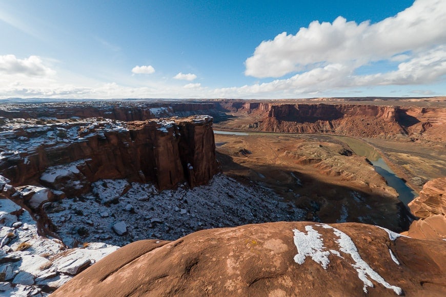 snow covered rocks